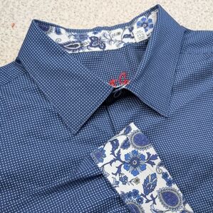 Robert Graham Classic Fit Mens XXL DarkBlue Open Dot Patterned Long Sleeve Shirt